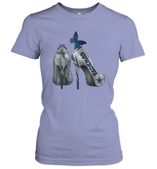 NFL Dallas Cowboys High Heel Butterfly Rhinestone Tide Women's T-Shirt - NFLFanGift