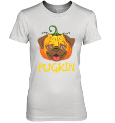 Funny Pugkin Pug Pumpkin Halloween Women's The Boyfriend Tee - NFLFanGift