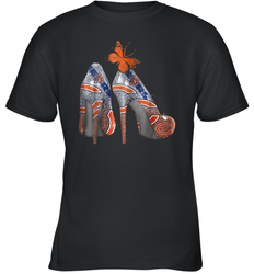 NFL Chicago Bears High Heel Butterfly Rhinestone Tide Youth T-Shirt - NFLFanGift