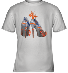 NFL Chicago Bears High Heel Butterfly Rhinestone Tide Youth T-Shirt - NFLFanGift