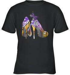 NFL Minnesota Vikings High Heel Butterfly Rhinestone Tide Youth T-Shirt - NFLFanGift