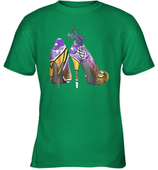 NFL Minnesota Vikings High Heel Butterfly Rhinestone Tide Youth T-Shirt - NFLFanGift