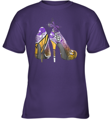 NFL Minnesota Vikings High Heel Butterfly Rhinestone Tide Youth T-Shirt - NFLFanGift