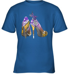 NFL Minnesota Vikings High Heel Butterfly Rhinestone Tide Youth T-Shirt - NFLFanGift