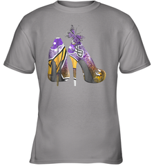 NFL Minnesota Vikings High Heel Butterfly Rhinestone Tide Youth T-Shirt - NFLFanGift