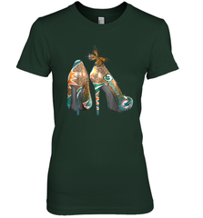 NFL Miami Dolphins High Heel Butterfly Rhinestone Tide Women's The Boyfriend Tee - NFLFanGift