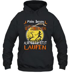 Mein Besen ist zerbrochen also geh ich jetzt Laufen Halloween Hoodie - NFLFanGift