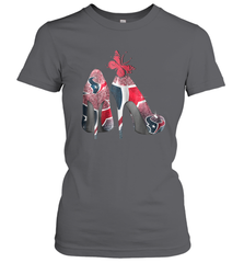 NFL Houston Texans High Heel Butterfly Rhinestone Tide Women's T-Shirt - NFLFanGift