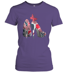 NFL Houston Texans High Heel Butterfly Rhinestone Tide Women's T-Shirt - NFLFanGift