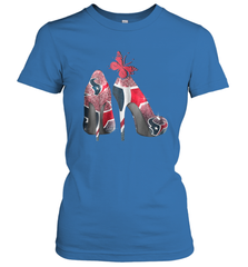 NFL Houston Texans High Heel Butterfly Rhinestone Tide Women's T-Shirt - NFLFanGift