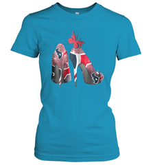 NFL Houston Texans High Heel Butterfly Rhinestone Tide Women's T-Shirt - NFLFanGift