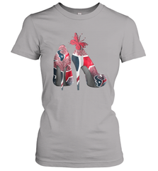 NFL Houston Texans High Heel Butterfly Rhinestone Tide Women's T-Shirt - NFLFanGift