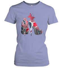 NFL Houston Texans High Heel Butterfly Rhinestone Tide Women's T-Shirt - NFLFanGift