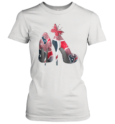 NFL Houston Texans High Heel Butterfly Rhinestone Tide Women's T-Shirt - NFLFanGift