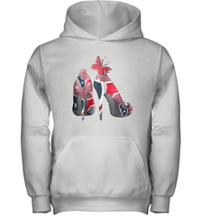 NFL Houston Texans High Heel Butterfly Rhinestone Tide Youth Hoodie - NFLFanGift