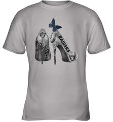 NFL Oakland Raiders High Heel Butterfly Rhinestone Tide Youth T-Shirt - NFLFanGift
