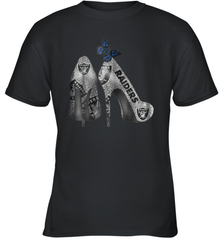 NFL Oakland Raiders High Heel Butterfly Rhinestone Tide Youth T-Shirt - NFLFanGift