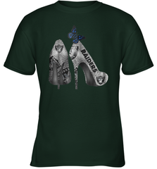 NFL Oakland Raiders High Heel Butterfly Rhinestone Tide Youth T-Shirt - NFLFanGift