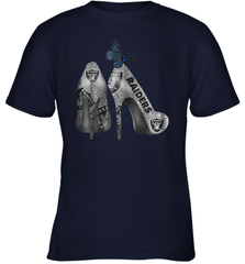 NFL Oakland Raiders High Heel Butterfly Rhinestone Tide Youth T-Shirt - NFLFanGift