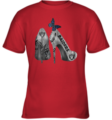 NFL Oakland Raiders High Heel Butterfly Rhinestone Tide Youth T-Shirt - NFLFanGift