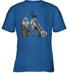 NFL Oakland Raiders High Heel Butterfly Rhinestone Tide Youth T-Shirt - NFLFanGift