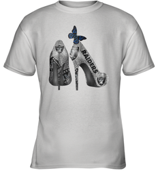 NFL Oakland Raiders High Heel Butterfly Rhinestone Tide Youth T-Shirt - NFLFanGift