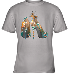 NFL Miami Dolphins High Heel Butterfly Rhinestone Tide Youth T-Shirt - NFLFanGift