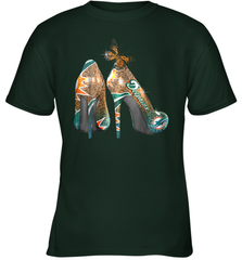NFL Miami Dolphins High Heel Butterfly Rhinestone Tide Youth T-Shirt - NFLFanGift