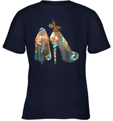 NFL Miami Dolphins High Heel Butterfly Rhinestone Tide Youth T-Shirt - NFLFanGift