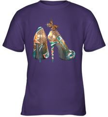 NFL Miami Dolphins High Heel Butterfly Rhinestone Tide Youth T-Shirt - NFLFanGift