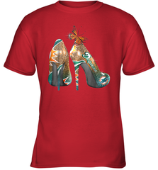 NFL Miami Dolphins High Heel Butterfly Rhinestone Tide Youth T-Shirt - NFLFanGift