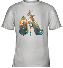 NFL Miami Dolphins High Heel Butterfly Rhinestone Tide Youth T-Shirt - NFLFanGift