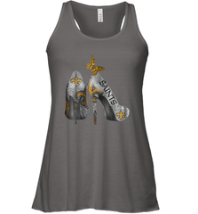 NFL New Orleans Saints High Heel Butterfly Rhinestone Tide Racerback Tank - NFLFanGift
