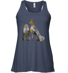NFL New Orleans Saints High Heel Butterfly Rhinestone Tide Racerback Tank - NFLFanGift