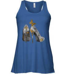 NFL New Orleans Saints High Heel Butterfly Rhinestone Tide Racerback Tank - NFLFanGift