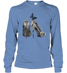 NFL Oakland Raiders High Heel Butterfly Rhinestone Tide Long Sleeve T-Shirt - NFLFanGift