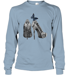NFL Oakland Raiders High Heel Butterfly Rhinestone Tide Long Sleeve T-Shirt - NFLFanGift