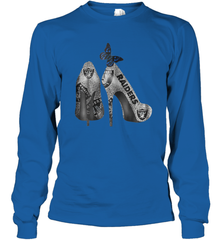 NFL Oakland Raiders High Heel Butterfly Rhinestone Tide Long Sleeve T-Shirt - NFLFanGift