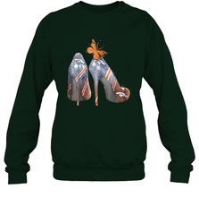 NFL Denver Broncos High Heel Butterfly Rhinestone Tide Crewneck Sweatshirt - NFLFanGift
