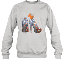 NFL Denver Broncos High Heel Butterfly Rhinestone Tide Crewneck Sweatshirt - NFLFanGift