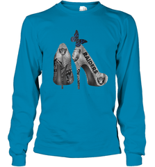 NFL Oakland Raiders High Heel Butterfly Rhinestone Tide Youth Long Sleeve T-Shirt - NFLFanGift