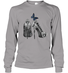NFL Oakland Raiders High Heel Butterfly Rhinestone Tide Youth Long Sleeve T-Shirt - NFLFanGift