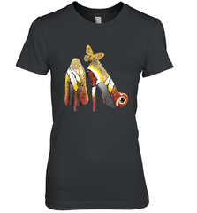 Washington Redskins High Heel Butterfly Rhinestone Tide Women's The Boyfriend Tee - NFLFanGift