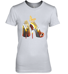 Washington Redskins High Heel Butterfly Rhinestone Tide Women's The Boyfriend Tee - NFLFanGift