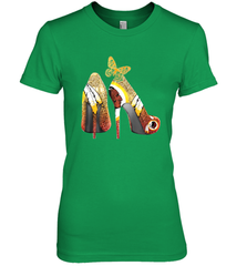 Washington Redskins High Heel Butterfly Rhinestone Tide Women's The Boyfriend Tee - NFLFanGift