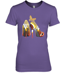 Washington Redskins High Heel Butterfly Rhinestone Tide Women's The Boyfriend Tee - NFLFanGift