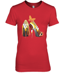 Washington Redskins High Heel Butterfly Rhinestone Tide Women's The Boyfriend Tee - NFLFanGift