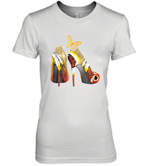 Washington Redskins High Heel Butterfly Rhinestone Tide Women's The Boyfriend Tee - NFLFanGift
