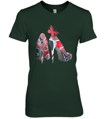 NFL Houston Texans High Heel Butterfly Rhinestone Tide Women's The Boyfriend Tee - NFLFanGift