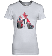 NFL Houston Texans High Heel Butterfly Rhinestone Tide Women's The Boyfriend Tee - NFLFanGift